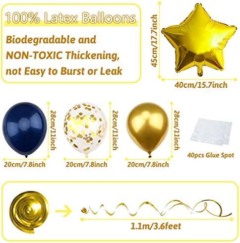 Navy Blue and Gold Happy Birthday Decorations with Banner, Paper Pompoms for Boys, Girls, Men, Women - Party Decorations Supplies - Image 4