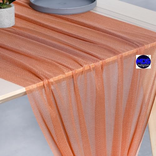 Pack of 10 Chiffon Table Runners 29 x 120 Inch, 10FT Long - Coral Peach - Image 4