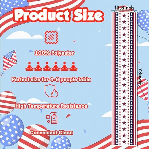 4th of July Decorations - Patriotic Table Runner for 250th Anniversary America Merchandise | Memorial Day Decorations - Fourth of July Decor Accessories for Indoor Outdoor Home Party Supplies - Image 2