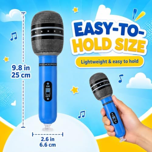 18 Pack Inflatable Microphones with Pump, 10 Inch Karaoke Party Props - Image 2