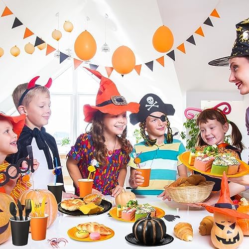 Dandat 280pcs Halloween Disposable Tableware Set, Black Orange - Image 7