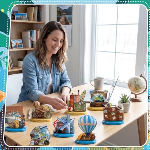 Wesiti 12 Pcs Travel Table Decorations Wooden Travel Tabletop Centerpiece Adventure Awaits Party Decor Around the World Table Toppers for Let the Adventure Begin Going Away Party Supplies - Image 5