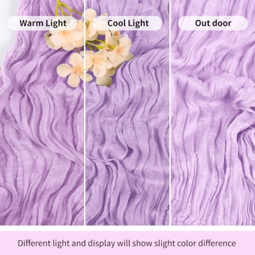 3 Pack Lavender Cheesecloth Table Runner 17x108 Inch Semi Sheer Boho Gauze Cheese Cloth Fabric Table Runners Table Decor for Wedding Party Baby Shower Birthday Home Decor Garden Farmhouse - Image 7