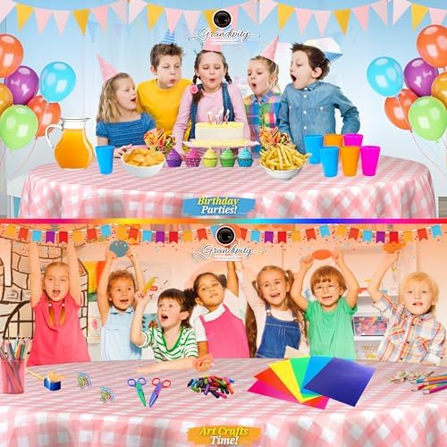 Grandipity Plastic Table Cloth Disposable 12 Pack 84" Round Gingham - Image 4