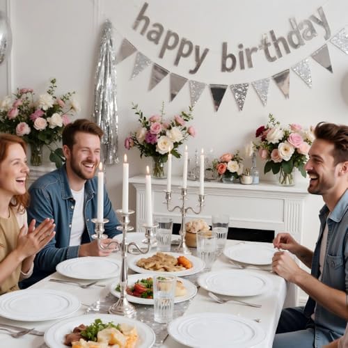 WELLIFE 700 Pcs Silver Plastic Plates for 100 Guests -Party Supplies Includes 200 Silver Plates,300 Plastic Silverware,100 Napkins,100 Cups for Party and Wedding - Image 6