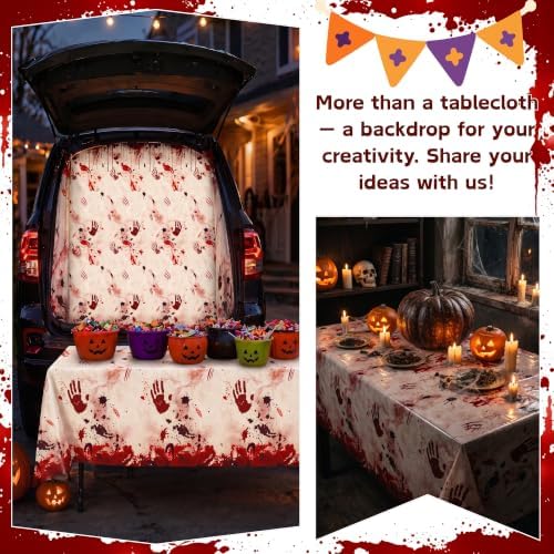 100FT x 54IN Halloween Bloody Print Plastic Tablecloth Roll with Cutter Box - Image 4