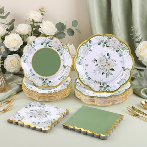 NatNarr 150 Pcs Sage Green Party Plates And Napkins Set For Bridal Shower - Image 3