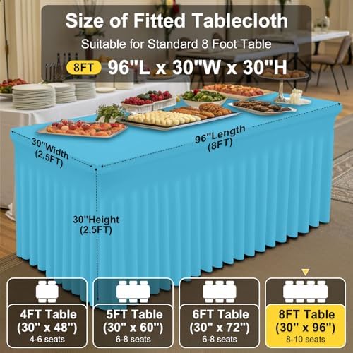 Smiry Spandex Elastic Fitted Table Cloth Skirt for 8FT Rectangle Table - Image 4