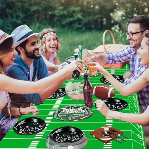 Football Party Supplies for 20 Guests, Disposable Tableware Set includes Formation Tactics Plates, Napkins, Football Field Tablecloth for Game Day Touchdown Tailgate Party Kids Birthday Party - Image 7