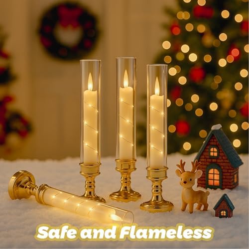 6PCS Flameless LED Candles with Timer, Flickering Battery Operated Candles with Embedded Star String Lights, Romantic Decorative Candles Table Decor for Home Wedding Room Christmas Decorations - Image 5