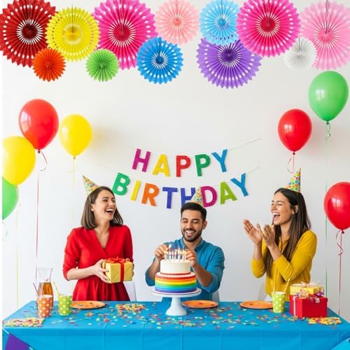 BEISHIDA Honeycomb Round Paper Fans Rainbow Hanging Party Decoration - Image 5