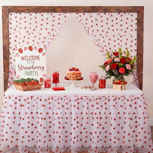 8 Pcs Strawberry Table Runners 29 x 70 in Strawberry Tablecloth - Image 6