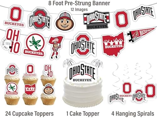 Ohio State Merch Buckeyes Party Supplies, Graduation & Birthday Decor 42 Pc - Image 3