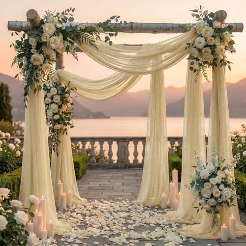 Pack of 1 Wedding Arch Drape Panel Fabric 30" x 30ft - Champagne Gold - Image 4