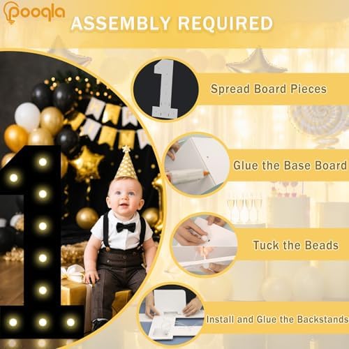 Pooqla 40th Birthday Decorations for Men, 2.4FT Light Up Numbers - Image 4