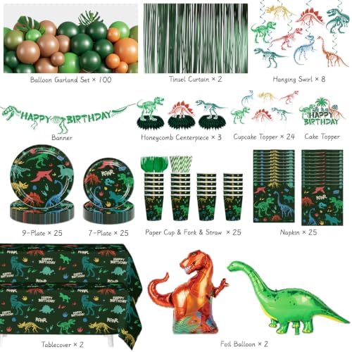 267PCS Fexivo Dinosaur Birthday Decorations Set for 25 Guests - Image 2