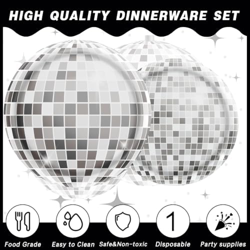 155PCS Disco Party Decorations Black Silver Disco Paper Plates Napkins Banner Tablecloth And Balloons Dessert Tableware Set Hip Hop Birthday Party SuppliesTableware 20 Guests - Image 4