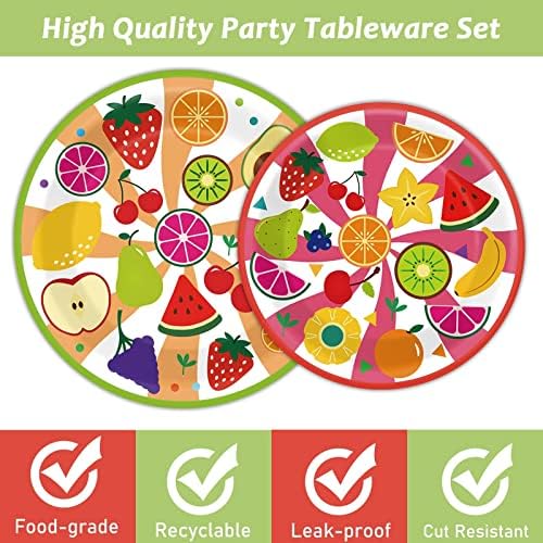 chiazllta 96 Pcs Fruits Paper Plates Tutti Summer Fruit Birthday Party Decorations Disposable Fruit Tableware Party Supplies Favors for 24 Guests - Image 4