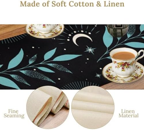 Magic Moon Table Runner Gothic Tarot Astrology Boho Sun Stars Herb Dinner Runner for Farmhouse Party Holiday Home Kitchen Dining Table Decoration 13"x36" - Image 5