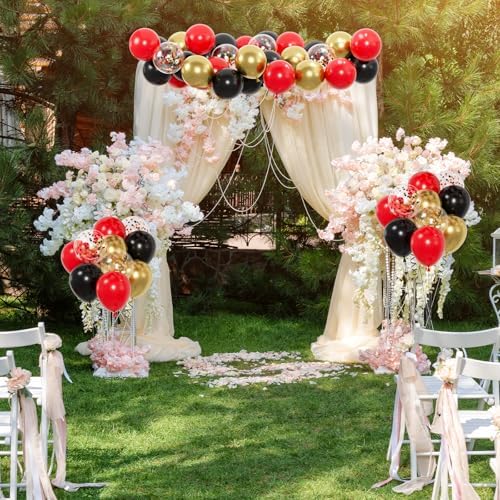 100pcs Black Gold Red Balloons, 12inch Red Black and Metallic Gold Confetti Balloons for Birthday, Anniversary, Casino Night, Graduation, Hollywood Movie Night Party Decorations - Image 4