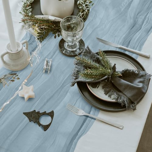 12 Pack Cheesecloth Table Runner, Runner Gauze Boho Wedding Decor Romantic Table Runner for Wedding Birthday Party(35" x 118")(Grayblue) - Image 5
