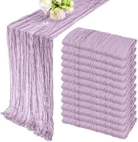 35x72 Inch Light Purple Cheesecloth Table Runner Wedding Party Decor by Fivenl