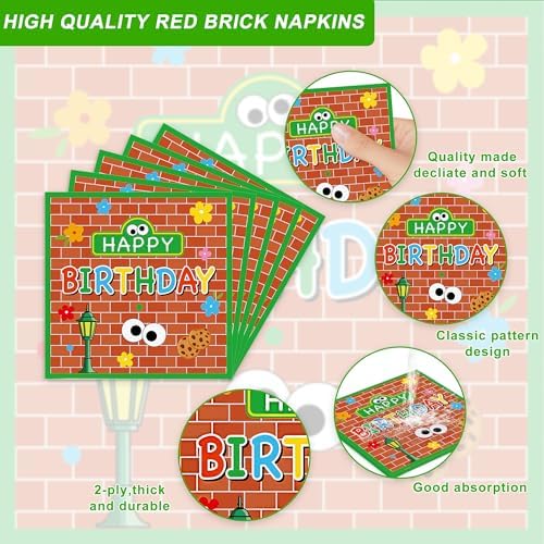 128 Pcs Cookie Birthday Party Supplies for 20 Guests, Blue Monster Inspired Birthday Decorations Kit with Plates, Cups, Napkins, Tablecloth, Banner & Cutlery, Kids Cookie Theme Party Tableware Set - Image 3
