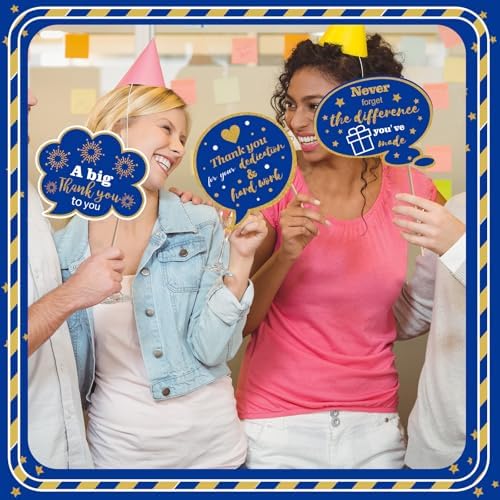24pcs Customer Service Week Appreciation Decor Photo Prop, Blue, Gold - Image 3