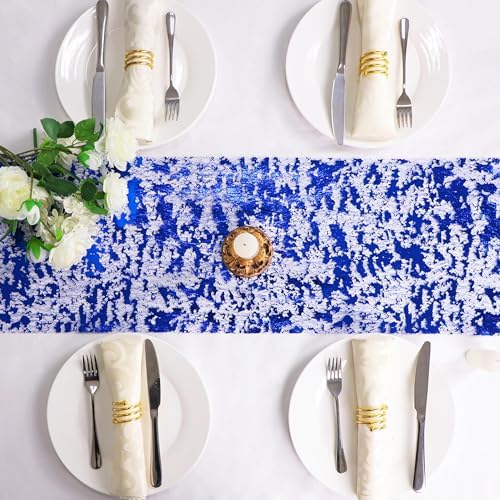 Royal Blue Table Runner, Glitter Metallic Foil Mesh Roll 49 Feet - Image 6