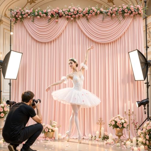 30x10ft Blush Pink Backdrop Curtain Panels for Parties - Wrinkle Free Polyester Photo Curtain Backdrop Wedding Back Drop Fabric Drapes for Party Decorations Background for Photography - Image 4