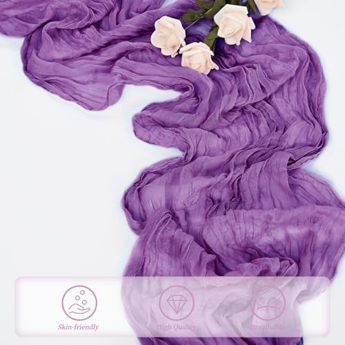 6 Pack Purple Cheesecloth Table Runner 10FT Boho Fabric Rustic Cheese Cloth Table Runner for Wedding Bridal Shower Baby Shower Gauze Sheer Birthday Party Table Decorations 20 x 120 Inch Long - Image 5