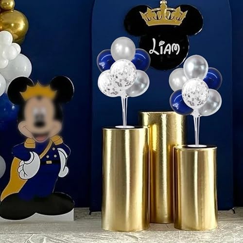 TONIFUL 6 Set Navy Blue Silver Balloon Stand Balloon Centerpieces for Table - Image 6