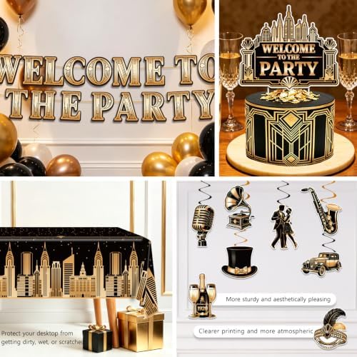 NeoRov 221 Pcs Roaring 20s Party Decorations Tableware Backdrop Set - Image 4