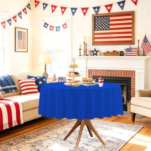 3 Pack Red White and Blue Round Plastic Tablecloth - Image 5