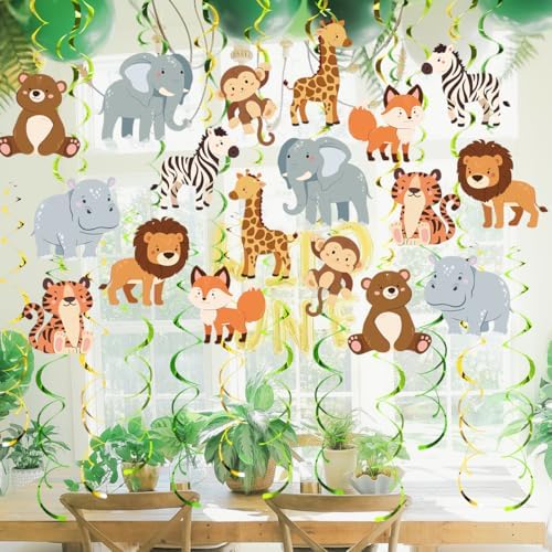 Safari Animal Party Streamers, 48 Pcs Jungle Theme Hanging Swirl Decorations - Hippo, Lion, Zebra & More for Birthday, Holiday, Classroom & Party Decor - Image 3