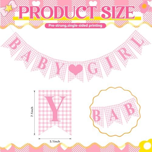 Hahafelt Baby Girl Banner for Baby Shower Decorations, Pink - Image 3