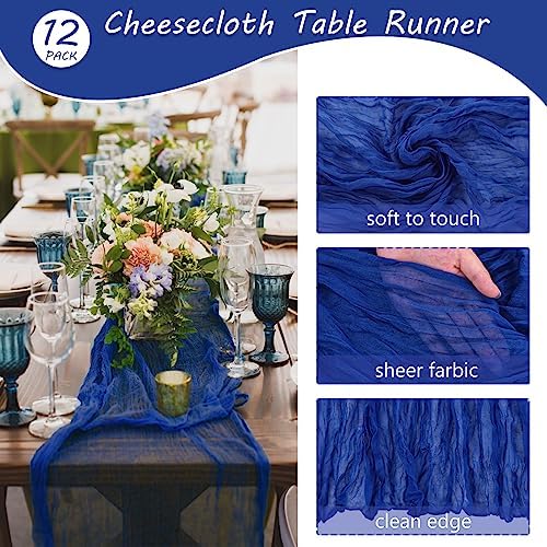 35x72 Inch Royal Blue Cheesecloth Table Runner Wedding Birthday Decor - Image 4