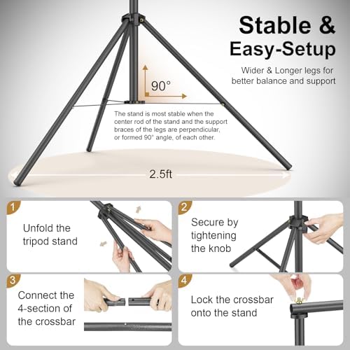 LINCO Lincostore Backdrop Support Stand Kit 10x7.1ft Adjustable Photography Studio Photo Background Support System with Carrying Bag for Green Screen Muslin, 4173-U (10ft Wide 7.1ft high) - Image 5