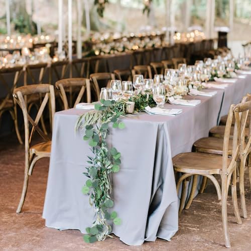 CQURE 36 Pack 252Ft Eucalyptus Garland,Artificial Eucalyptus Leaves Table Greenery Garland Wreath Vines for Wedding Party Table Fireplace Bedroom Wall Room Decor - Image 5