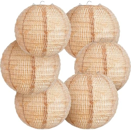 Hortsun 6 Pcs Print Burlap Paper Lanterns Classroom Decor,10/12 Inch by Hortsun