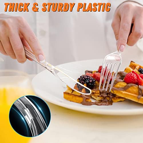 360 Count Plastic Silverware Heavy Duty, 120 Forks, 120 Spoons, 120 Knives - Image 4