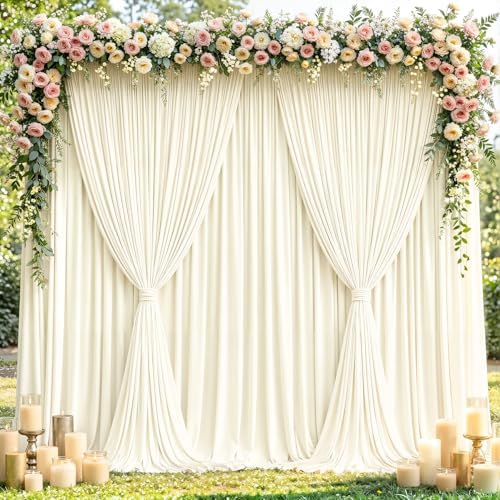10x10ft Ivory Backdrop Curtain Panels for Parties - Wrinkle Free Polyester Photo Curtain Backdrop Wedding Back Drop Fabric Drapes for Party Decorations Background for Photography - Image 7