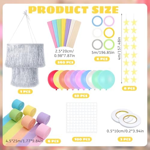 Fancy Princess Birthday Party Decor Garland, Pastel, Small, 8 Pcs - Image 2