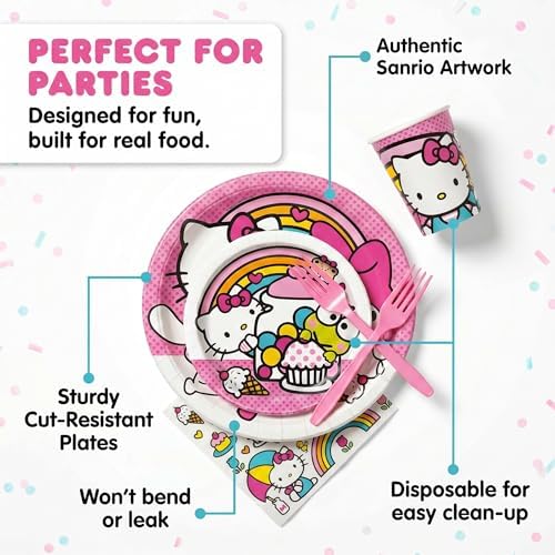Hello Kitty Birthday Decorations Party - Plates and Napkins, Cups, Forks - Image 6