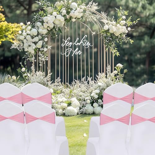Spandex Pink Chair Sashes Bows 30 Pcs Light Pink Chair Sashes Elastic Chair Cover Bands Ties Without Buckle for Wedding Birthday Party Ceremoney Events Decoration - Image 5