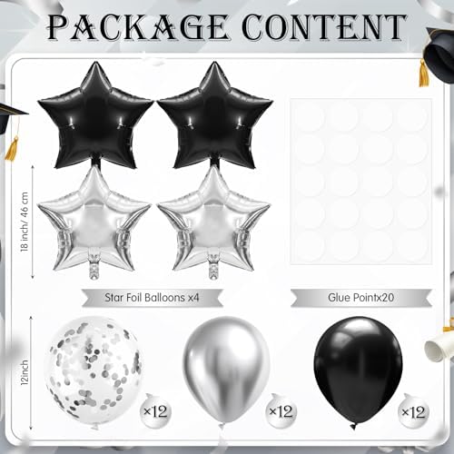 Lunmon 4 Set Black and Silver Balloon Centerpiece Stand Kit for Table - Image 2