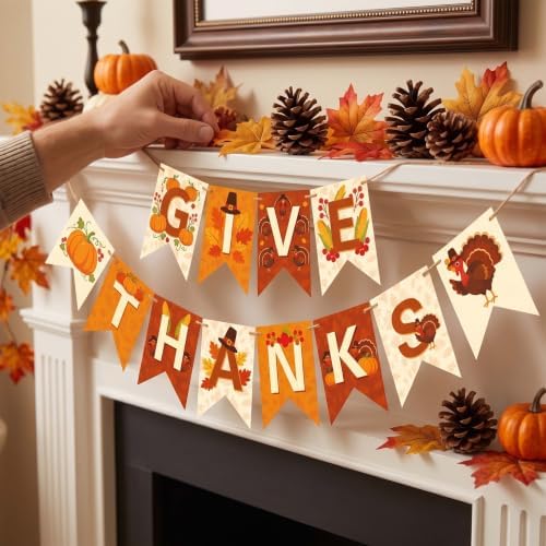 Thanksgiving and Friendsgiving Party Decorations Set, Autumn Fall Harvest Decor Supplies with Festive Banners, Hanging Swirls and Seasonal Ornaments for Home Celebration - Image 6