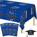 QZYL 4 Pack Graduation Tablecloth, 54" x 108" Blue Graduation Table Decorations 2026, Plastic Tablecover for Class of 2026 Congrats Grad, Rectangle Disposable Grad Party Decorations Supplies Favors by QZYL