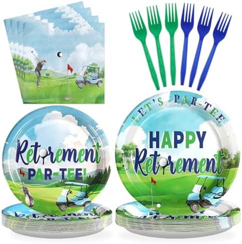 Grencian 96Pcs Green White Golf Retirement Party Decorations Serves 24 by Grencian