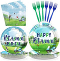 Grencian 96Pcs Green White Golf Retirement Party Decorations Serves 24 by Grencian